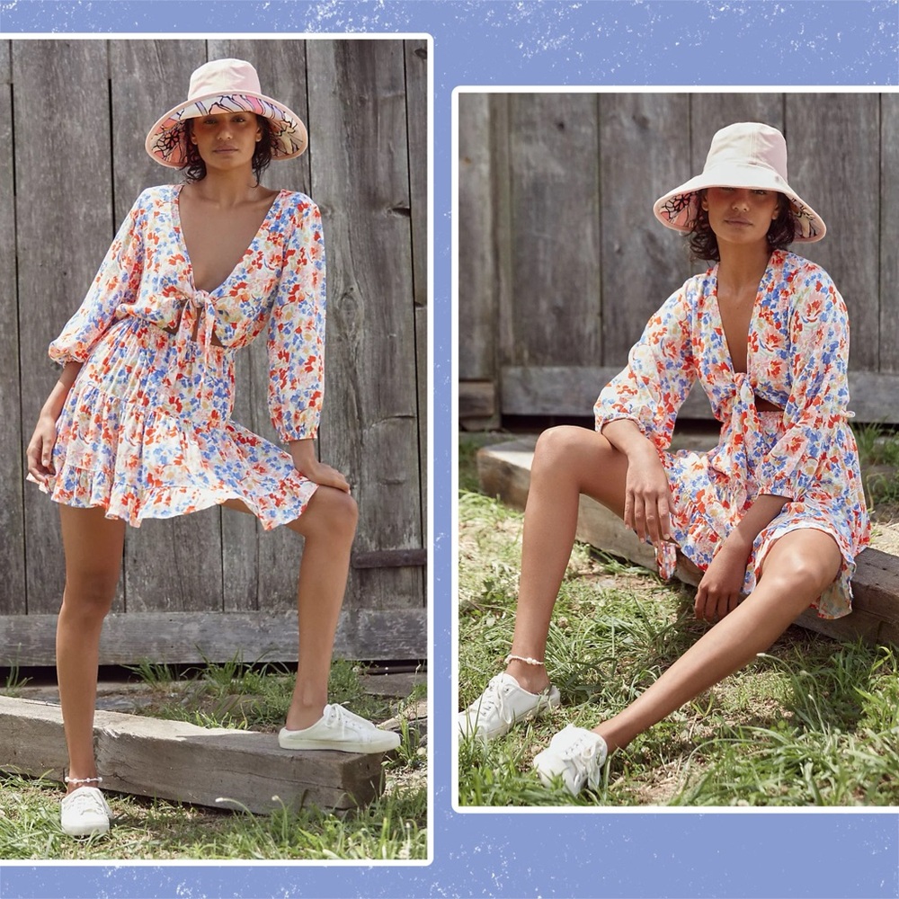 l*space • stay golden minidress in multicolor flowers forever floral print m